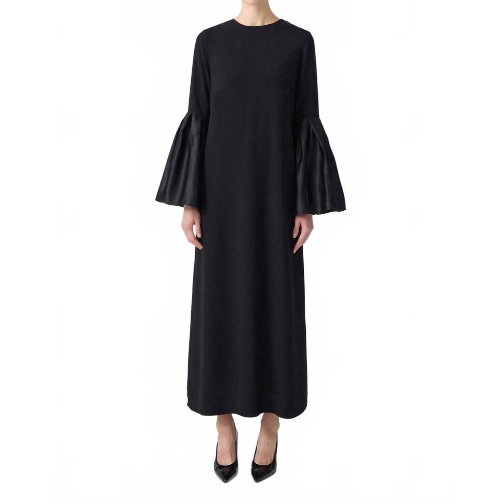 NEW TOUCHE PRIVE taffeta sleeve detailed maxi dress in black